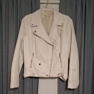 New York & Company White Leather Jacket